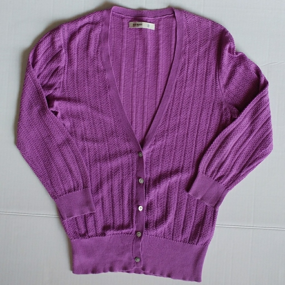 Old Navy Lacey Knit V-neck 3/4 Sleeve Cardigan XS Cottagecore Grannycore